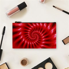 Glossy Red Spiral Fractal Cosmetic Bag (Small) from ArtsNow.com Front