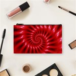 Glossy Red Spiral Fractal Cosmetic Bag (Small)