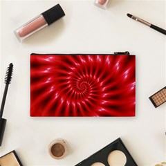 Glossy Red Spiral Fractal Cosmetic Bag (Small) from ArtsNow.com Back