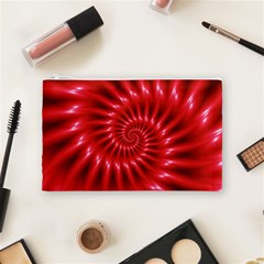 Glossy Red Spiral Fractal Cosmetic Bag (Medium) from ArtsNow.com Front