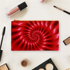 Glossy Red Spiral Fractal Cosmetic Bag (Medium) from ArtsNow.com Front