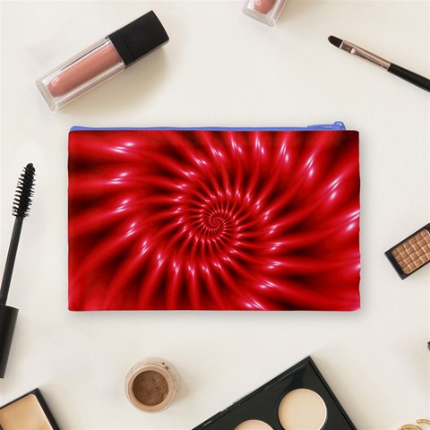 Glossy Red Spiral Fractal Cosmetic Bag (Medium) from ArtsNow.com Back