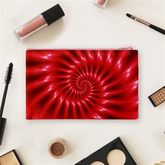 Glossy Red Spiral Fractal Cosmetic Bag (Medium) from ArtsNow.com Back