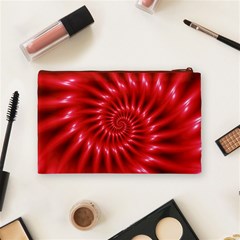 Glossy Red Spiral Fractal Cosmetic Bag (Medium) from ArtsNow.com Back