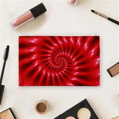 Glossy Red Spiral Fractal Cosmetic Bag (Medium) from ArtsNow.com Back