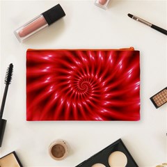 Glossy Red Spiral Fractal Cosmetic Bag (Medium) from ArtsNow.com Back