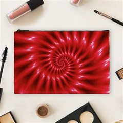 Glossy Red Spiral Fractal Cosmetic Bag (Large) from ArtsNow.com Front