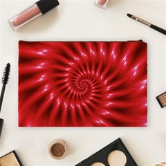 Glossy Red Spiral Fractal Cosmetic Bag (Large) from ArtsNow.com Back