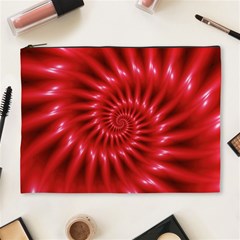 Glossy Red Spiral Fractal Cosmetic Bag (XL) from ArtsNow.com Front