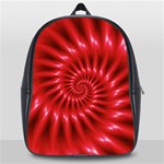 Glossy Red Spiral Fractal School Bag (Large)