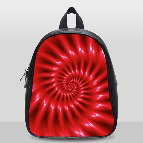 Glossy Red Spiral Fractal School Bag (Small) from ArtsNow.com Front