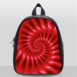 Glossy Red Spiral Fractal School Bag (Small)