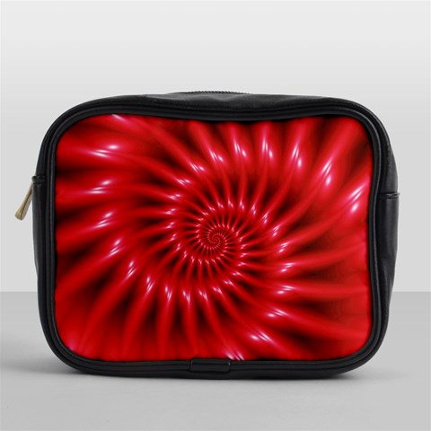 Glossy Red Spiral Fractal Mini Toiletries Bag (One Side) from ArtsNow.com Front