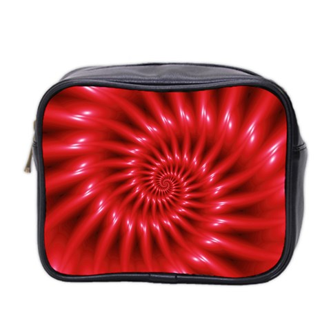 Glossy Red Spiral Fractal Mini Toiletries Bag (Two Sides) from ArtsNow.com Front