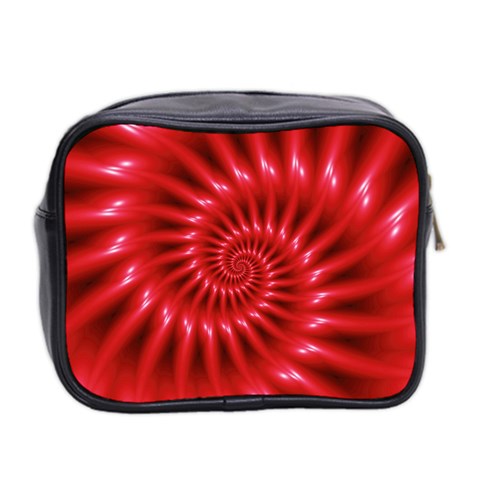 Glossy Red Spiral Fractal Mini Toiletries Bag (Two Sides) from ArtsNow.com Back