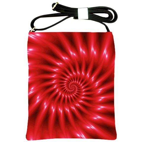 Glossy Red Spiral Fractal Shoulder Sling Bag from ArtsNow.com Front