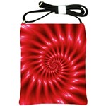 Glossy Red Spiral Fractal Shoulder Sling Bag