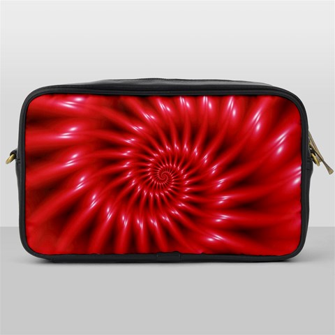 Glossy Red Spiral Fractal Toiletries Bag (One Side) from ArtsNow.com Front