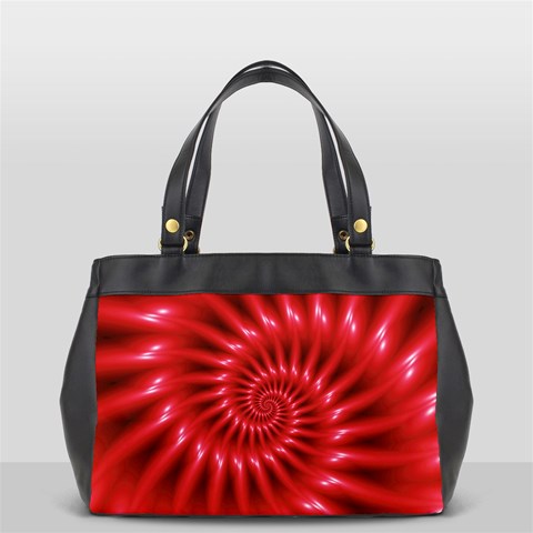 Glossy Red Spiral Fractal Oversize Office Handbag (2 Sides) from ArtsNow.com Front