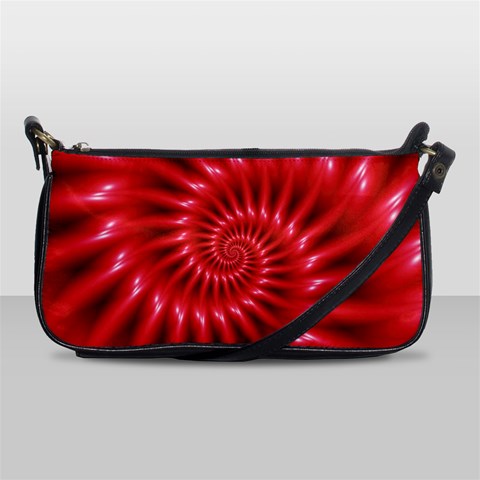 Glossy Red Spiral Fractal Shoulder Clutch Bag from ArtsNow.com Front