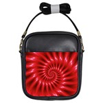 Glossy Red Spiral Fractal Girls Sling Bag