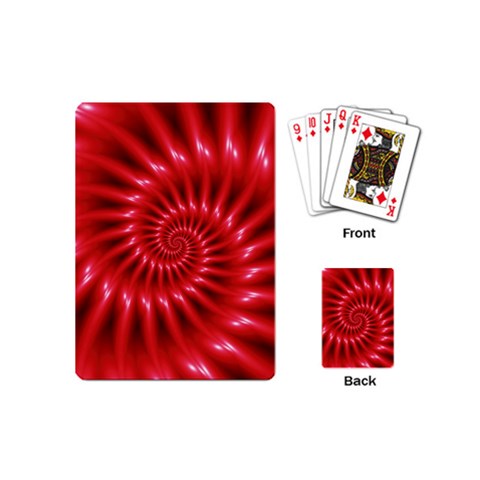 Glossy Red Spiral Fractal Playing Cards (Mini) from ArtsNow.com Back