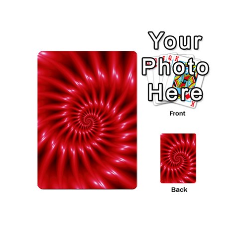 Glossy Red Spiral Fractal Playing Cards 54 (Mini) from ArtsNow.com Back