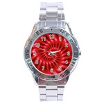 Glossy Red Spiral Fractal Stainless Steel Analogue Watch