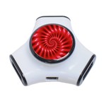 Glossy Red Spiral Fractal 3-Port USB Hub