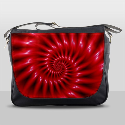 Glossy Red Spiral Fractal Messenger Bag from ArtsNow.com Front