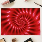 Glossy Red Spiral Fractal Cosmetic Bag (XXL)