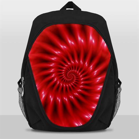 Glossy Red Spiral Fractal Backpack Bag from ArtsNow.com Front