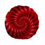 Glossy Red Spiral Fractal Standard 15  Premium Round Cushion 