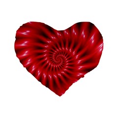 Glossy Red Spiral Fractal Standard 16  Premium Heart Shape Cushion  from ArtsNow.com Front