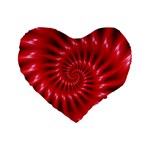 Glossy Red Spiral Fractal Standard 16  Premium Heart Shape Cushion 