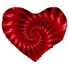 Glossy Red Spiral Fractal Large 19  Premium Heart Shape Cushion from ArtsNow.com Front