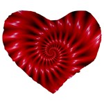 Glossy Red Spiral Fractal Large 19  Premium Heart Shape Cushion