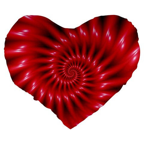 Glossy Red Spiral Fractal Large 19  Premium Heart Shape Cushion from ArtsNow.com Back