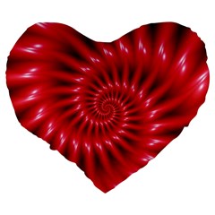 Glossy Red Spiral Fractal Large 19  Premium Heart Shape Cushion from ArtsNow.com Back