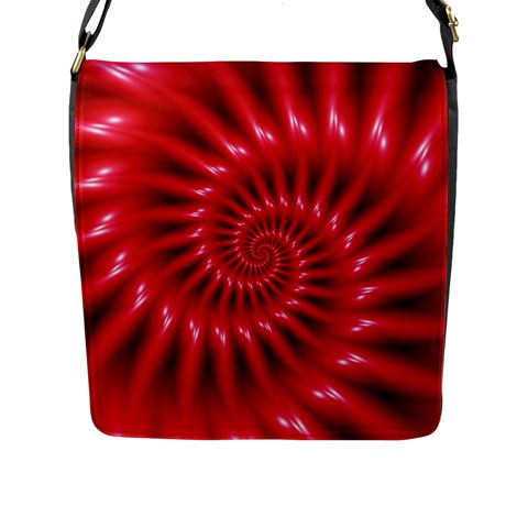 Glossy Red Spiral Fractal Flap Closure Messenger Bag (L) from ArtsNow.com Front