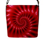 Glossy Red Spiral Fractal Flap Closure Messenger Bag (L)