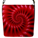 Glossy Red Spiral Fractal Flap Closure Messenger Bag (S)