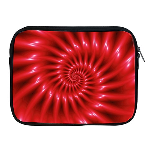 Glossy Red Spiral Fractal Apple iPad 2/3/4 Zipper Case from ArtsNow.com Front