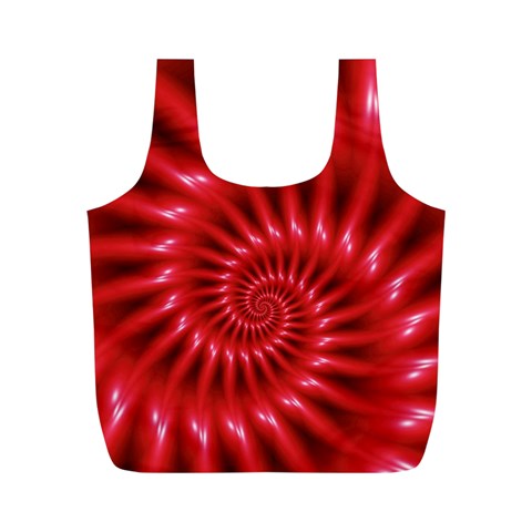 Glossy Red Spiral Fractal Full Print Recycle Bag (M) from ArtsNow.com Front