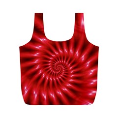 Glossy Red Spiral Fractal Full Print Recycle Bag (M) from ArtsNow.com Front