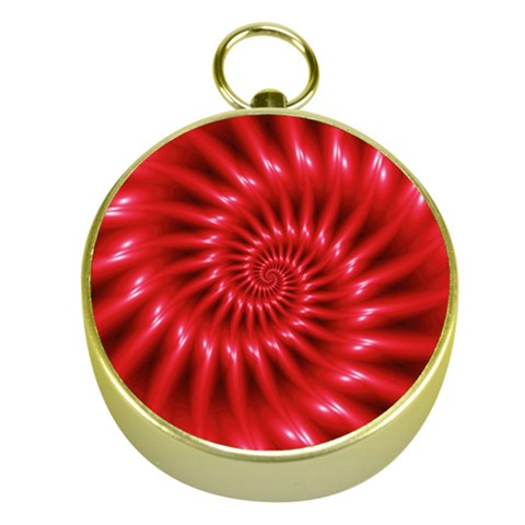 Glossy Red Spiral Fractal Gold Compass from ArtsNow.com Front