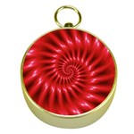 Glossy Red Spiral Fractal Gold Compass