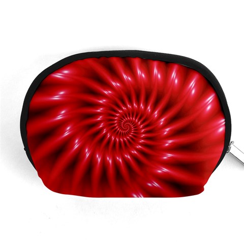 Glossy Red Spiral Fractal Accessory Pouch (Medium) from ArtsNow.com Front