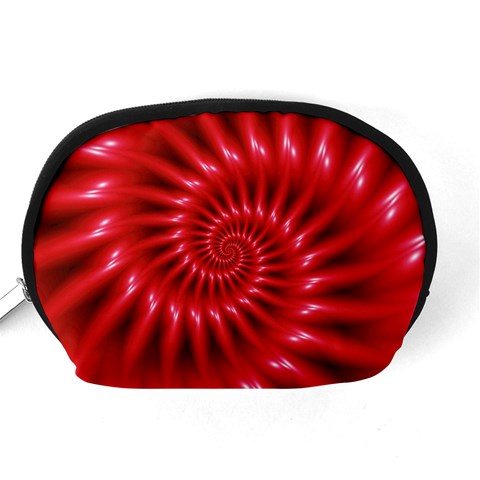 Glossy Red Spiral Fractal Accessory Pouch (Medium) from ArtsNow.com Back