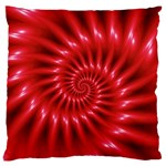 Glossy Red Spiral Fractal Large Flano Cushion Case (One Side)